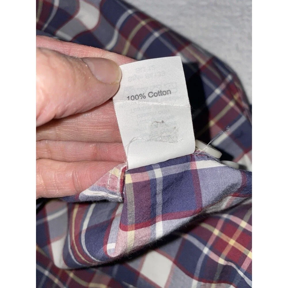 J.Crew Lightweight Plaid Button Down Shirt Men's Large Cotton Blue Red